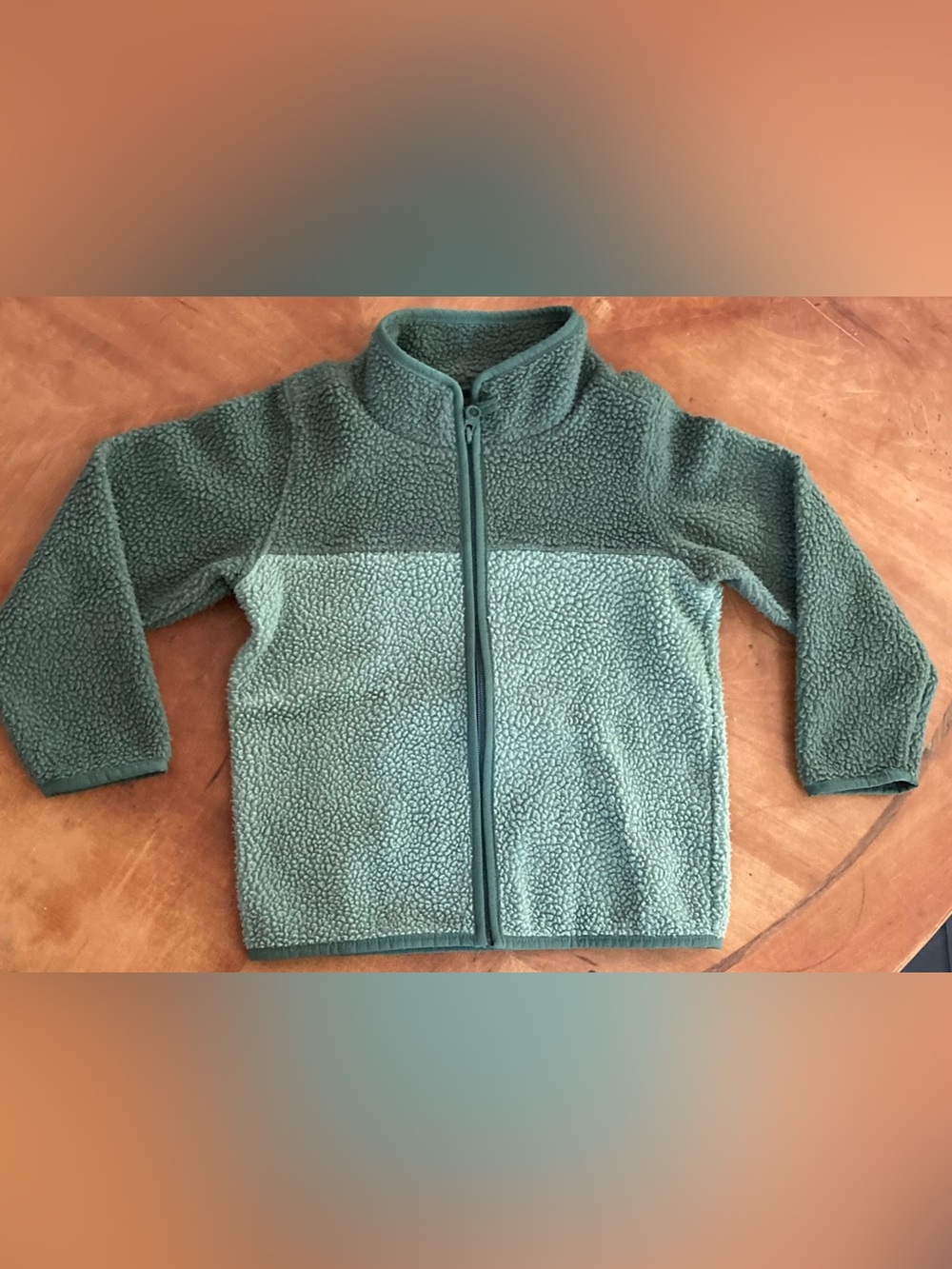 OshKosh B'gosh Toddler Boys Two-Tone Green Sherpa Fleece Full Zip Jacket Size 5T